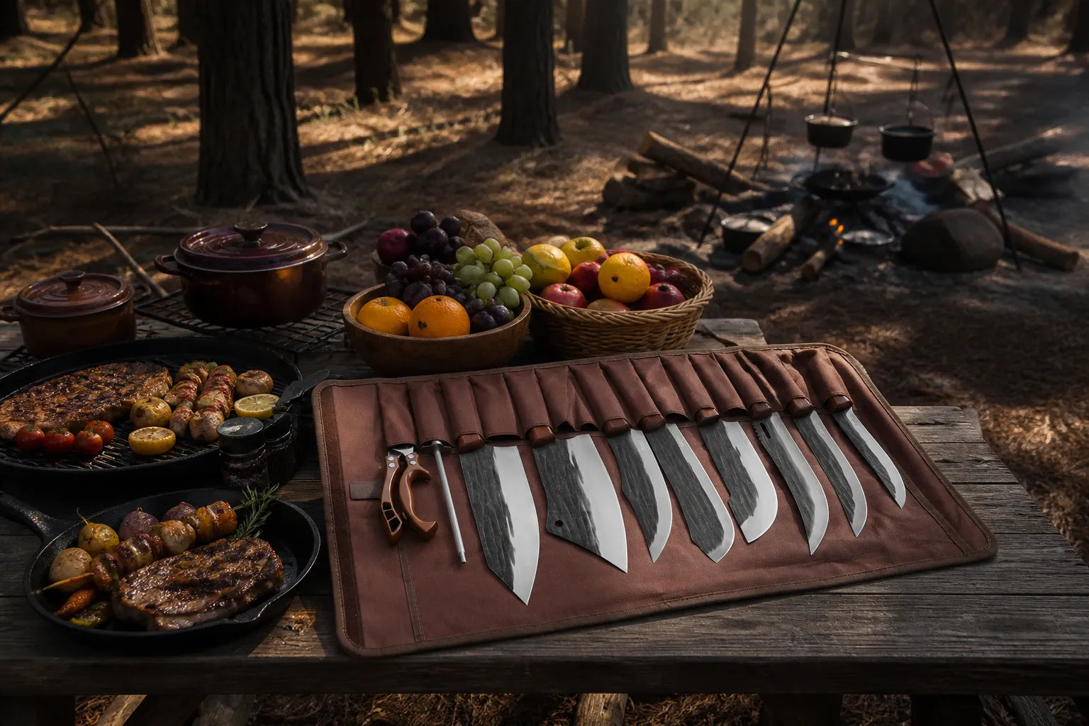 Woodland Camp‑Fire Roasted Mixed‑Vegetable Recipe Prepared by HUUSK Forged Outdoor Knife
