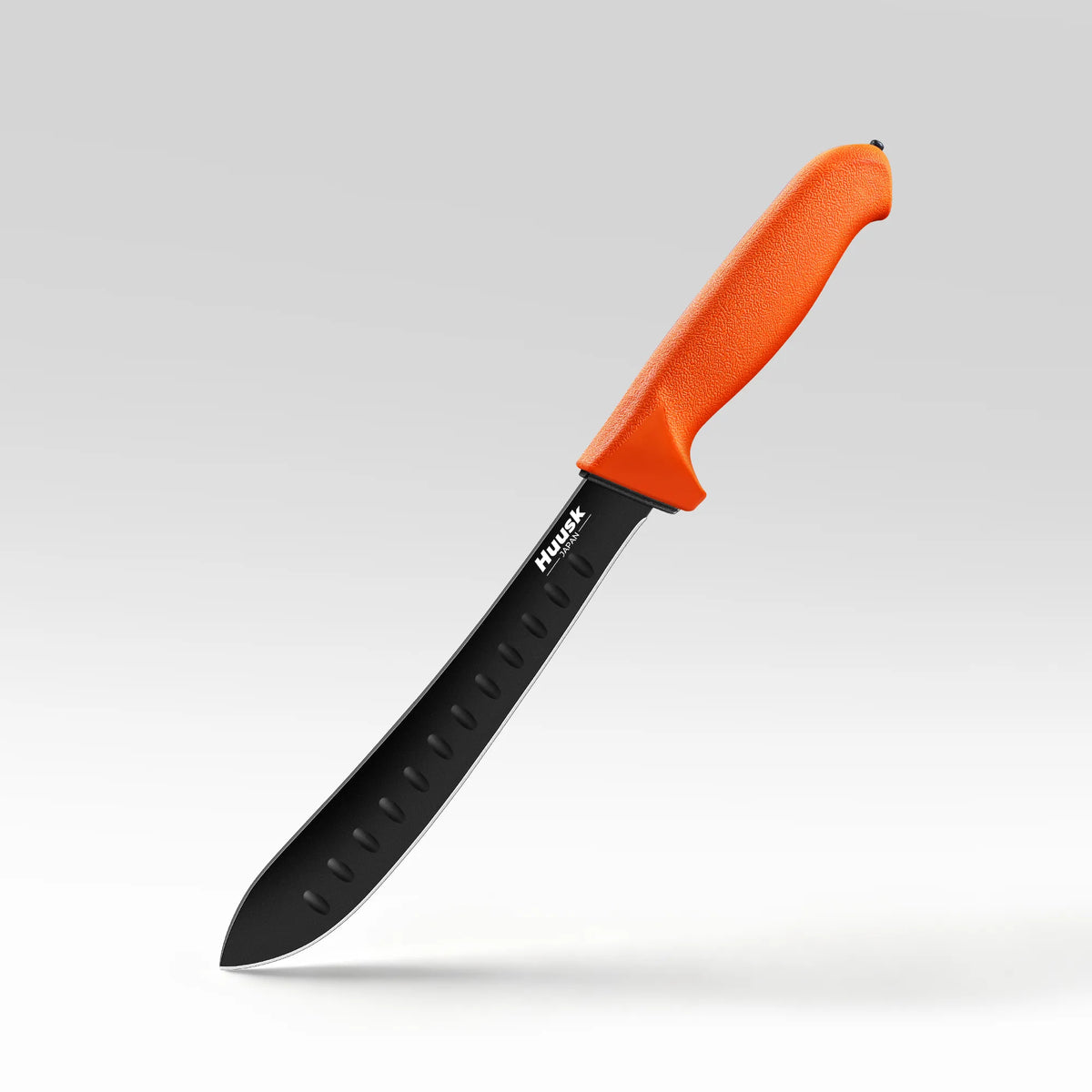 Huusk 8-Inch Orange Granton Edge Butcher Knife for Meat Breaking Main image