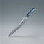 8.7-inch Damascus steel serrated bread knife with blue resin handle