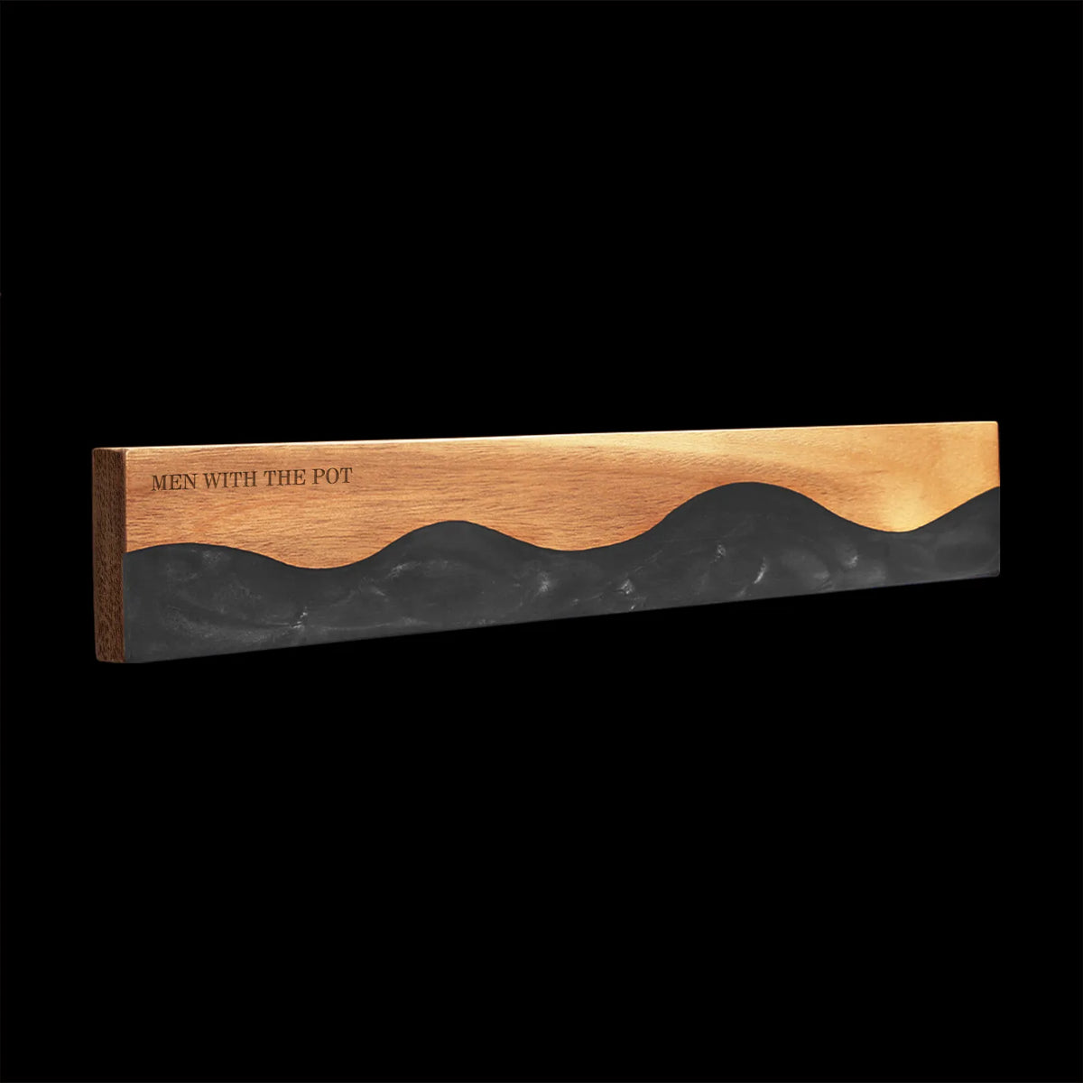 obsidian-black 16-inch acacia and resin magnetic knife strip