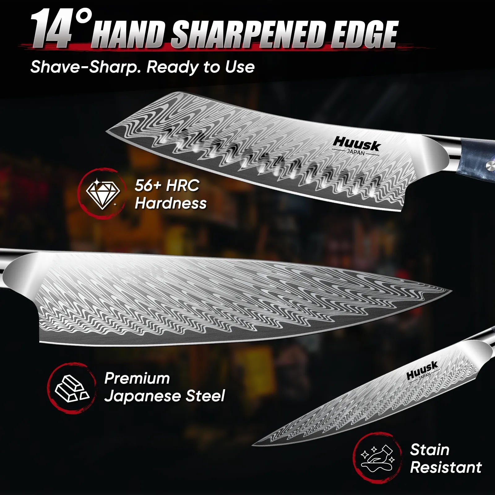 3-Piece Damascus Steel Kitchen Knife Set with Sheath Secondary image