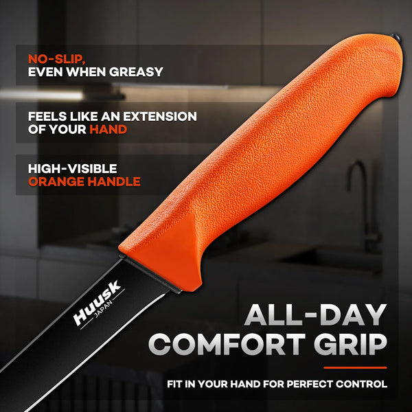Huusk Orange Kitchen Knife - Straight Blade Design