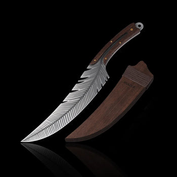 HUUSK Japanese Feather Knife with Wood Sheath