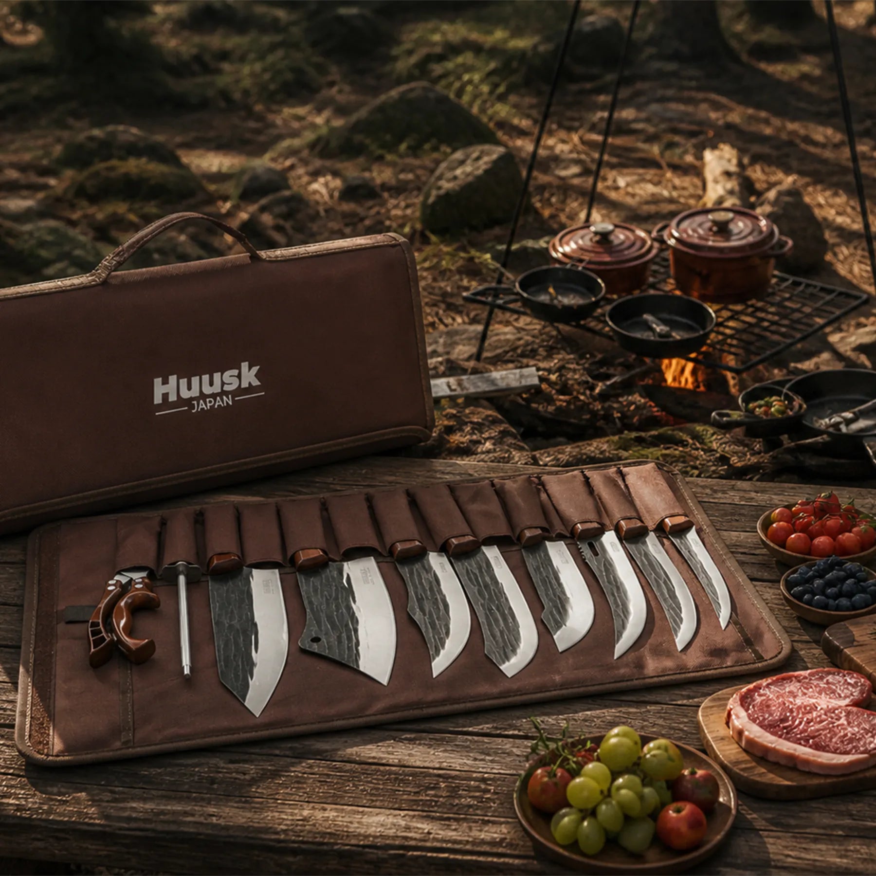 Huusk 10-Piece Hand-Forged Kitchen Knife Set