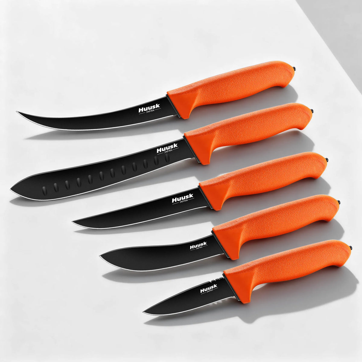 Huusk Orange Butcher Knife Set - 5-Piece Complete Set with Roll Bag Main image