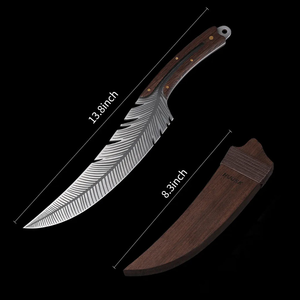 HUUSK Japanese Feather Knife with Wood Sheath