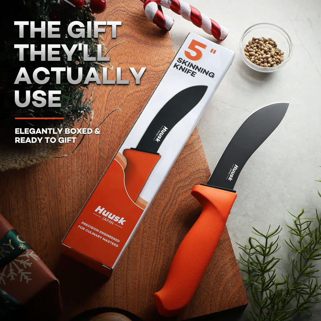 Huusk Orange Skinning Knife - High-Visibility Design