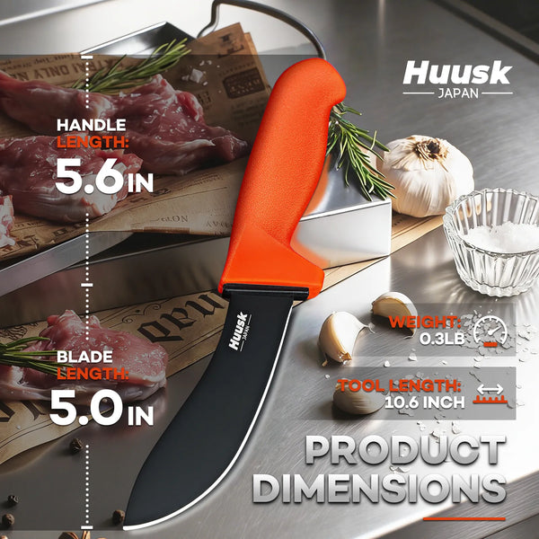 Huusk Orange Skinning Knife - Game Processing Application