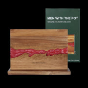 ember-red 13 x 10 inch magnetic knife block with its gift box