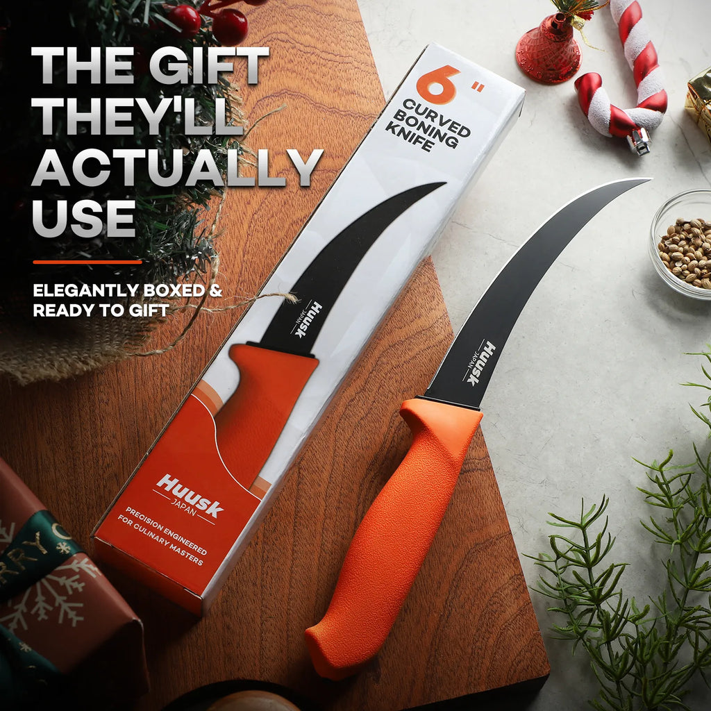 Huusk Orange Boning Knife - Gift Box Packaging