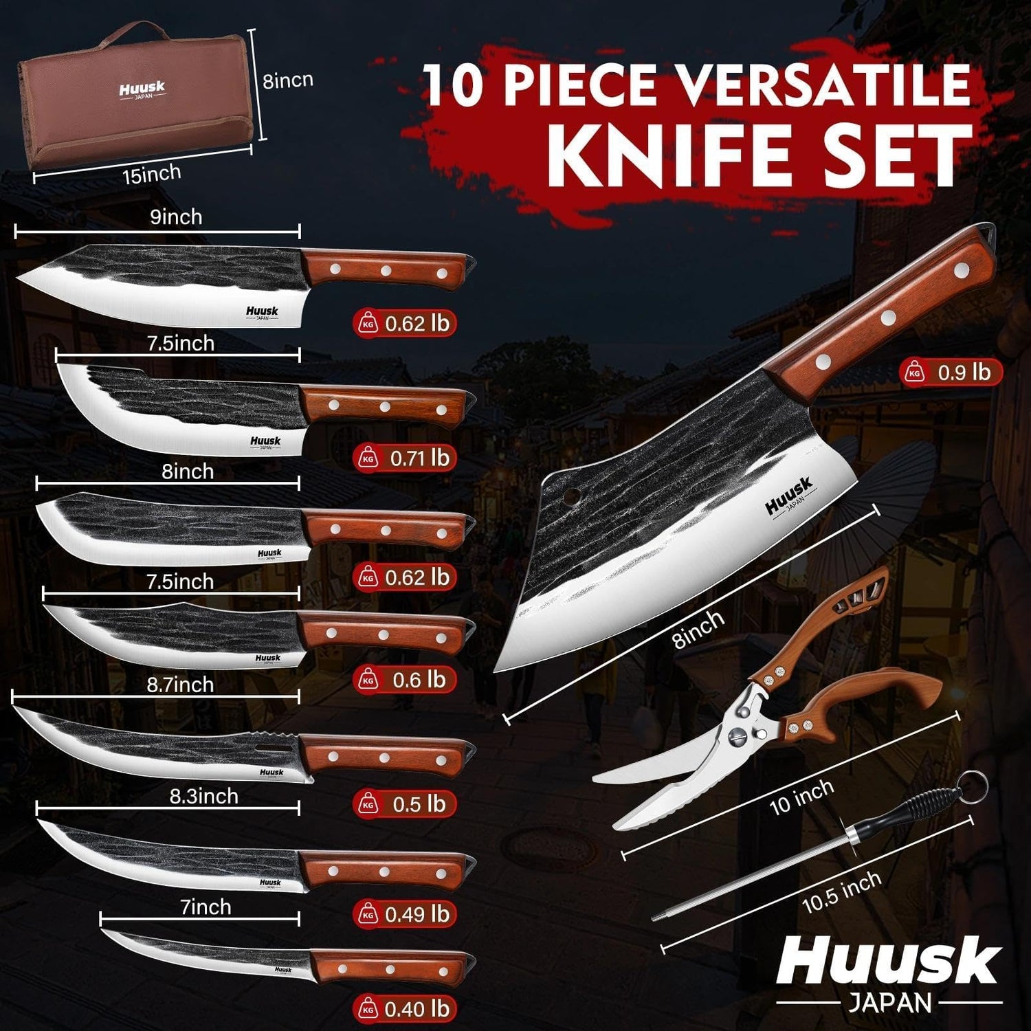 Huusk 10-Piece Japanese Knife Set product photo 7