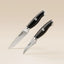 Huusk two-piece black paring knife set with straight and bird's beak blades