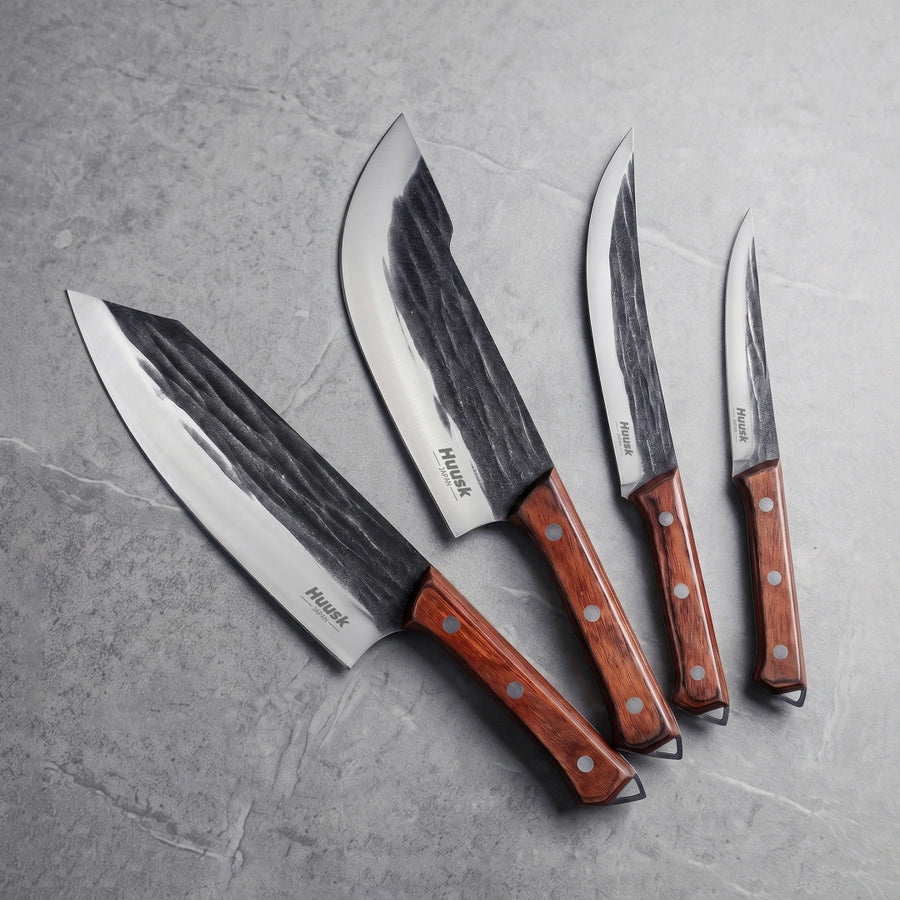 Hand-Forged 4-Piece Butcher & BBQ Knife Set