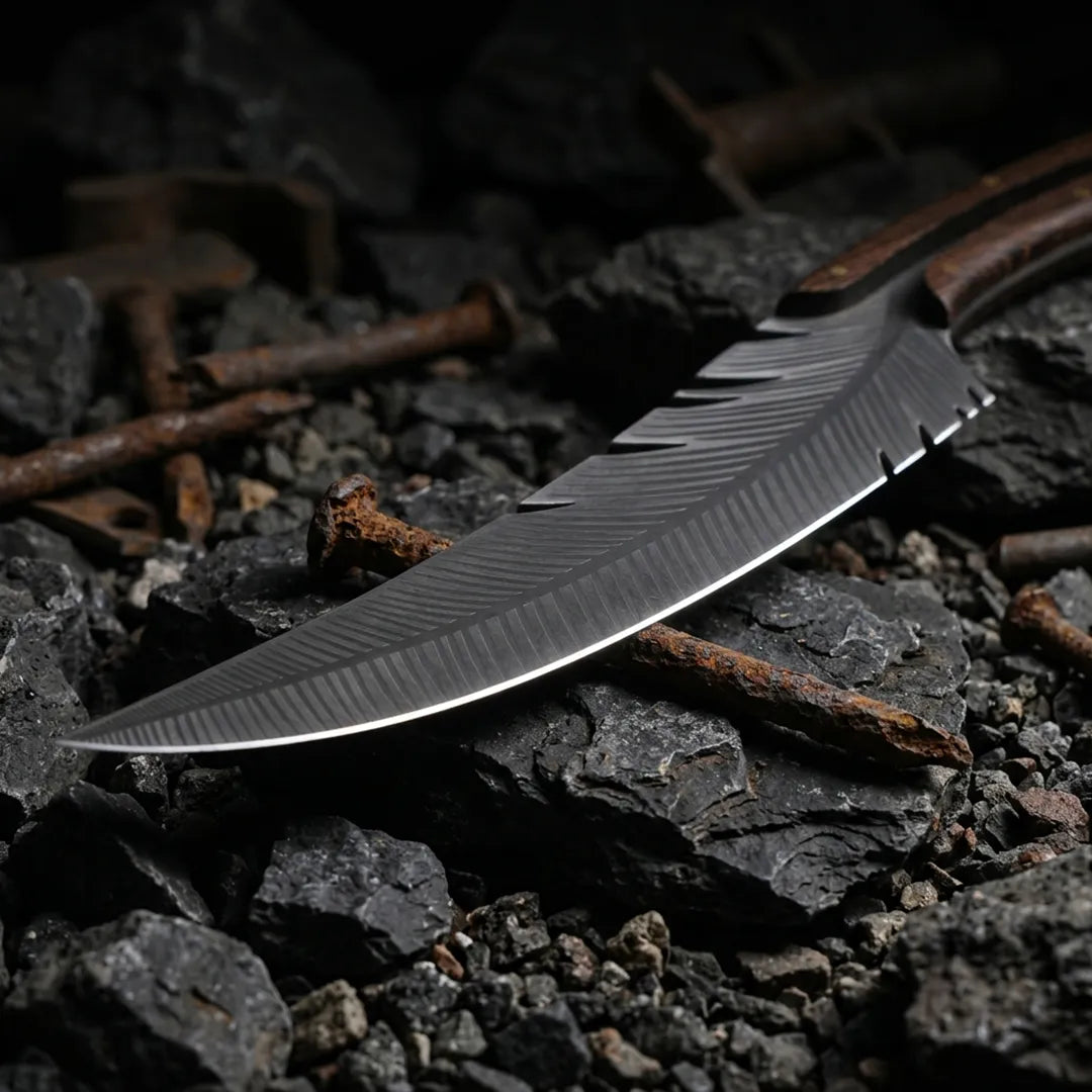 HUUSK Japanese Feather Knife with Wood Sheath