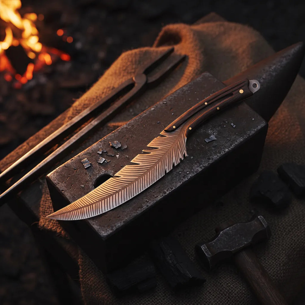 HUUSK Japanese Feather Knife with Wood Sheath