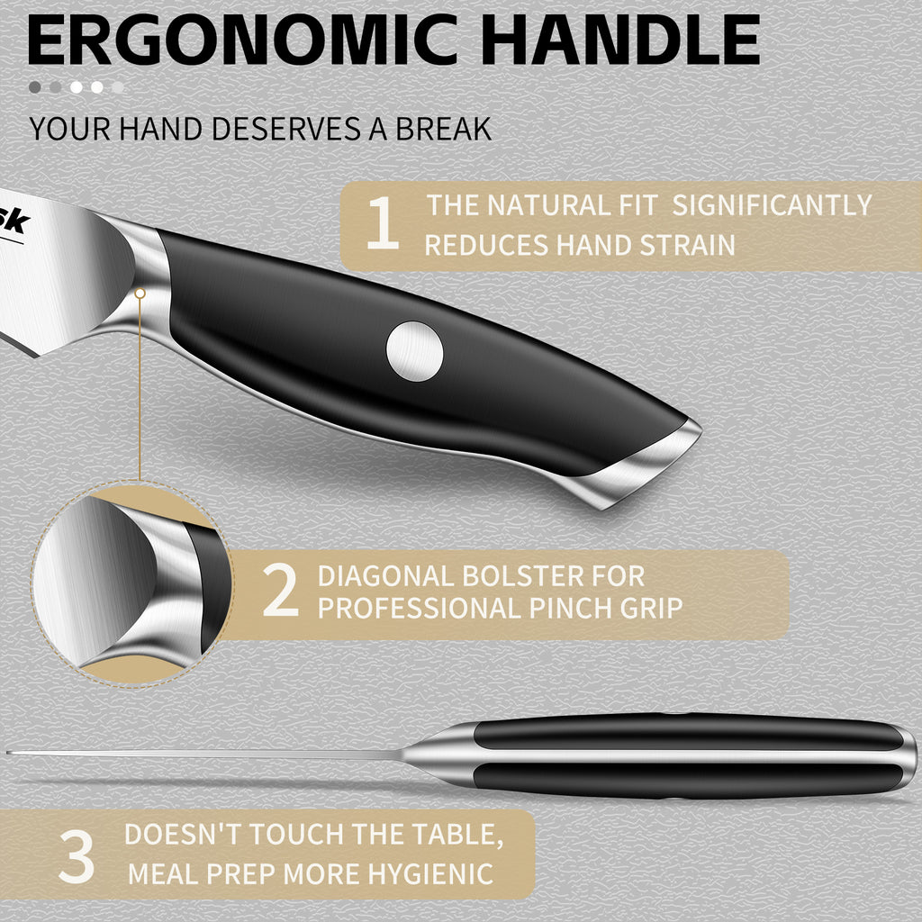Huusk black paring knife set shown for detailed fruit and vegetable preparation